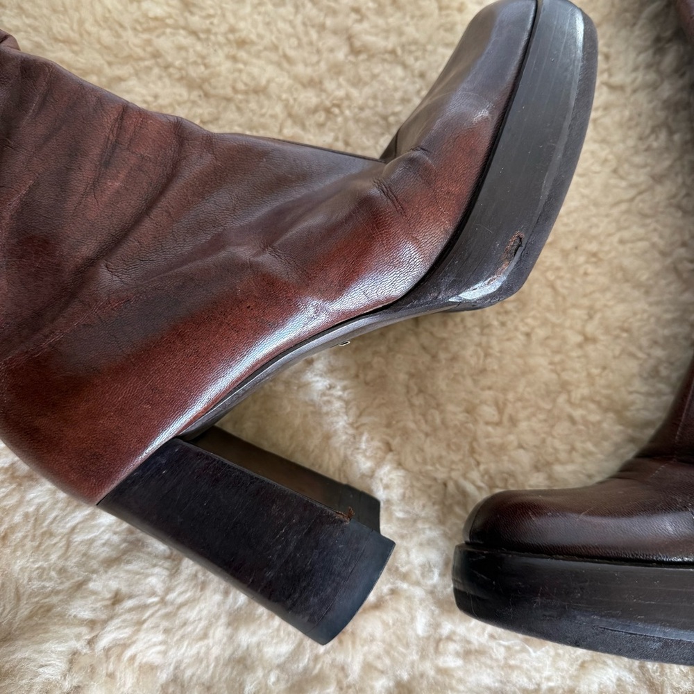 Miu Miu Dark Brown Heeled Boots - Picture 4 of 12